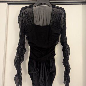 Vintage Black Ruched Bodysuit by Guy Laroche